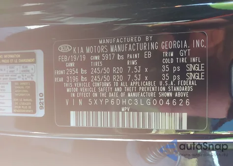 2020 Kia Telluride S from USA, damaged, VIN 5XYP6DHC3LG004626